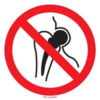 Pictogram metalen prothesen verboden volgens ISO 7010