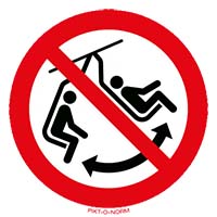 Pictogram schommelen verboden volgens ISO 7010