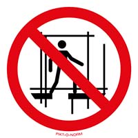 Pictogram verboden onafgewerkte stelling gebruiken volgens ISO 7010