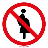 Pictogram zwangere vrouwen niet toegestaan volgens ISO 7010