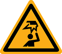 Pictogram waarschuwing stoot gevaar voor hoofd volgens ISO 7010