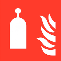 Pictogram op afstand bedienbare blusinstallatie ISO 7010